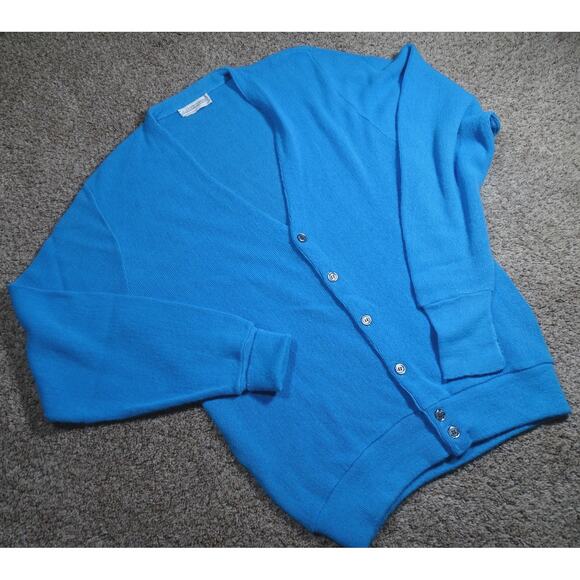 Vtg JJ Cochran Blue Knit Cardigan Sweater M Classic V-Neck Cozy Grandpa Cardigan - Picture 1 of 6